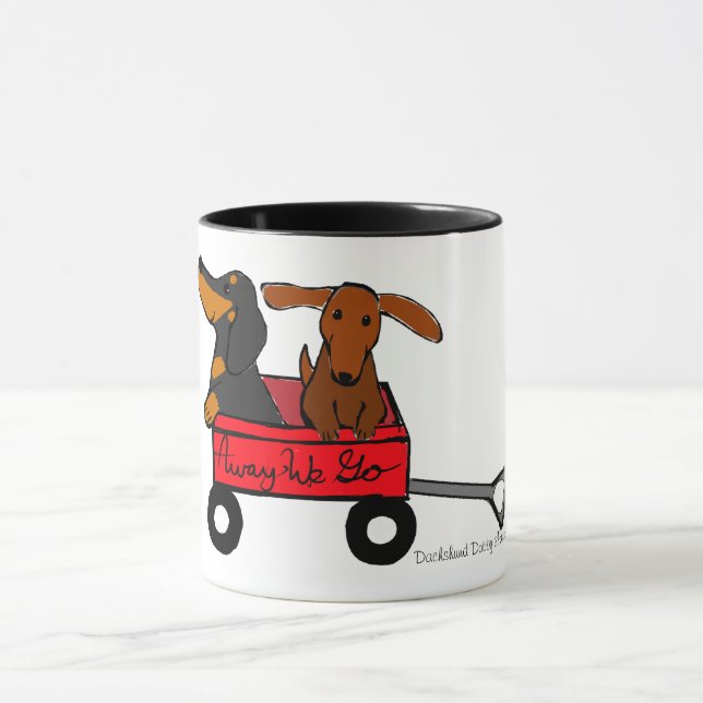 Dachshund Coffee Cup Mug Red Wagon (Center)