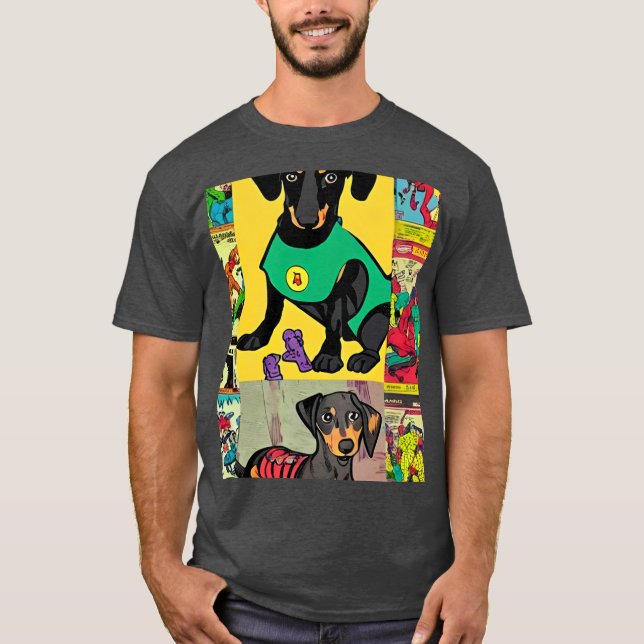 Dachshund Comic retro T-Shirt (Front)