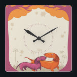 Dachshund Couple Square Wall Clock<br><div class="desc">Dachshund Couple wall clock</div>