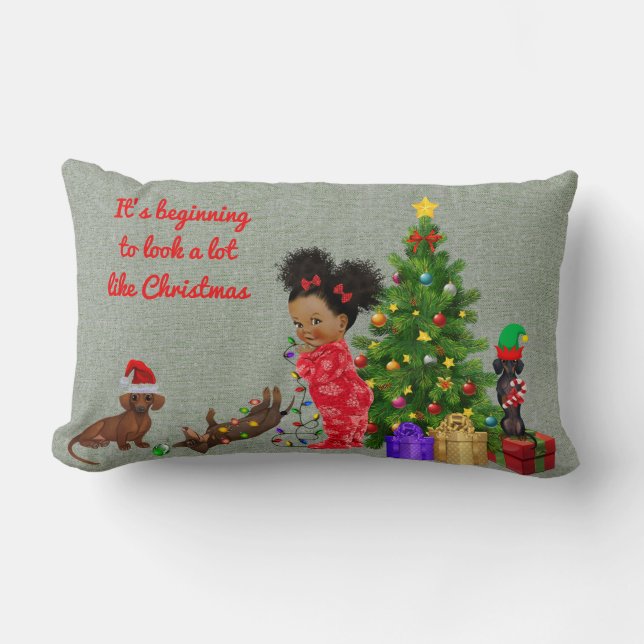 Dachshund Coussin de Noël Décor de vacances ethniq (Recto)