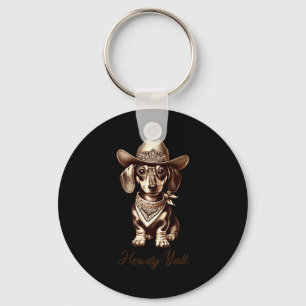 Dachshund Cowboy Cute Sausage Dog Cowboy Weiner Pu Keychain