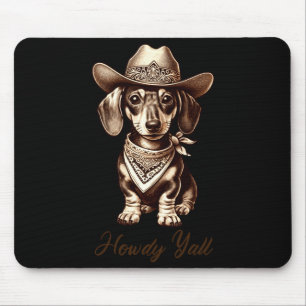 Dachshund Cowboy Cute Sausage Dog Cowboy Weiner Pu Mouse Pad