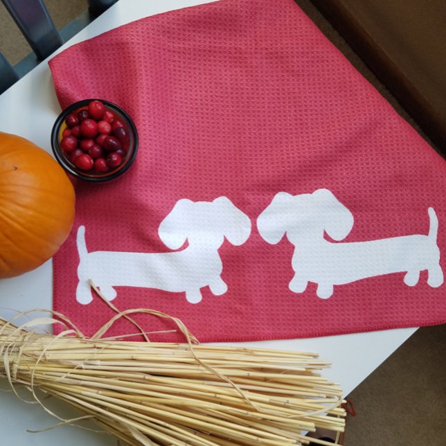 Dachshund Cuisine Plat serviette gaufre (Wiener dog dish towel gift - useful and cute gift for a dachshund mom or a doxie dad)