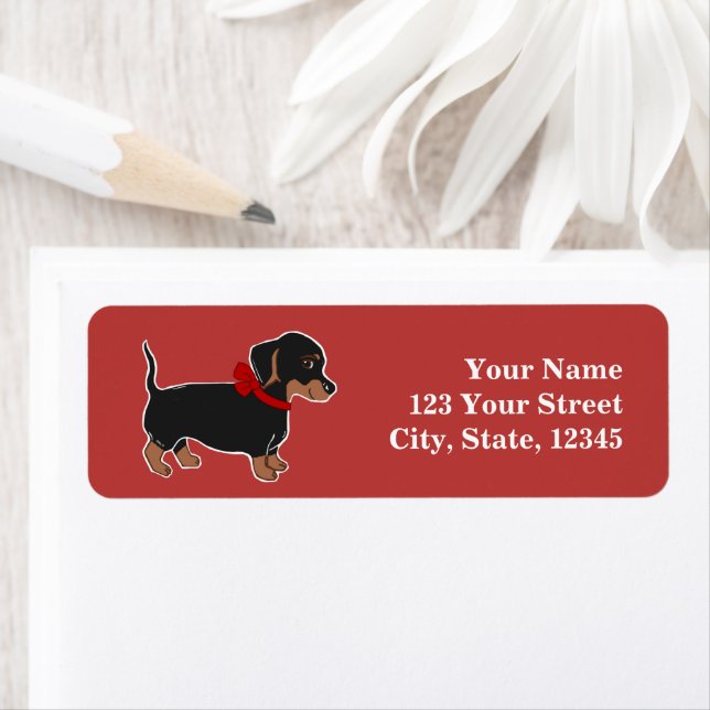 Dachshund Custom Cranberry Return Address Labels (Insitu)