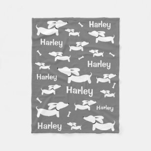 Dachshund Custom Grey Blanket for Wiener Dogs