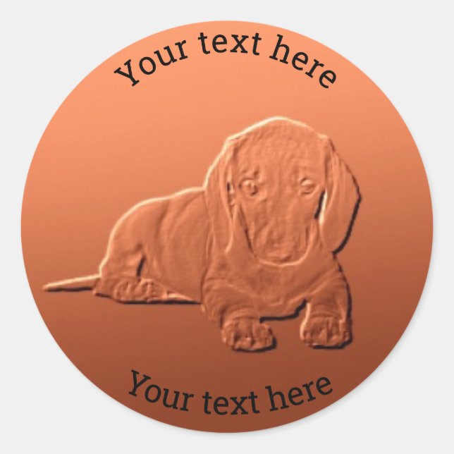 Dachshund Customizable Art Design #copp11 Classic Round Sticker (Front)