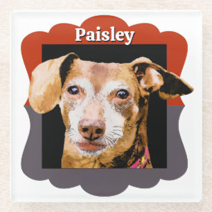Dachshund customized pattern photo frame glass coaster