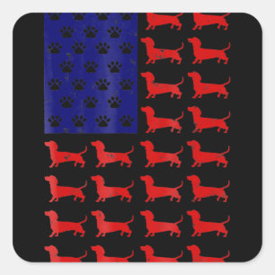 Dachshund - Cute American Flag 4th Of July Square Sticker