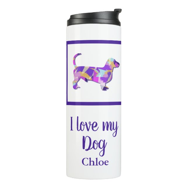 Dachshund Cute Dog Silhouette PurplePY&B  Thermal Tumbler (Rotated Left)