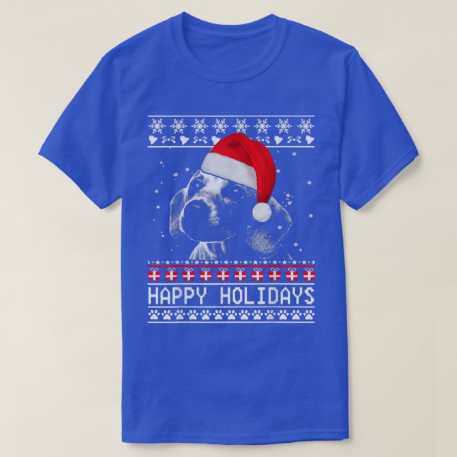 Dachshund Cute Happy Holidays Christmas Dog Lover  T-Shirt (Design Front)