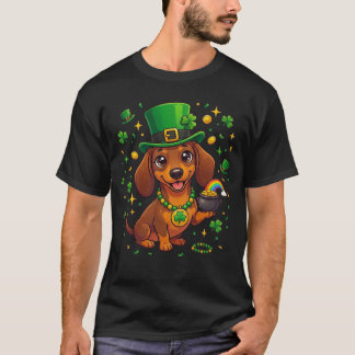 Dachshund Cute Lucky St Patty Wiener Dog Irish Fun T-Shirt