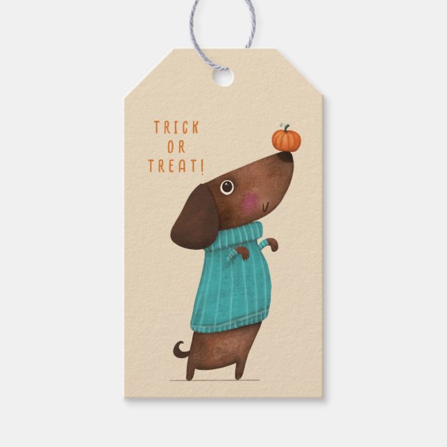 Dachshund Dachshund AutumnHalloween Fall Gift Tags (Front)