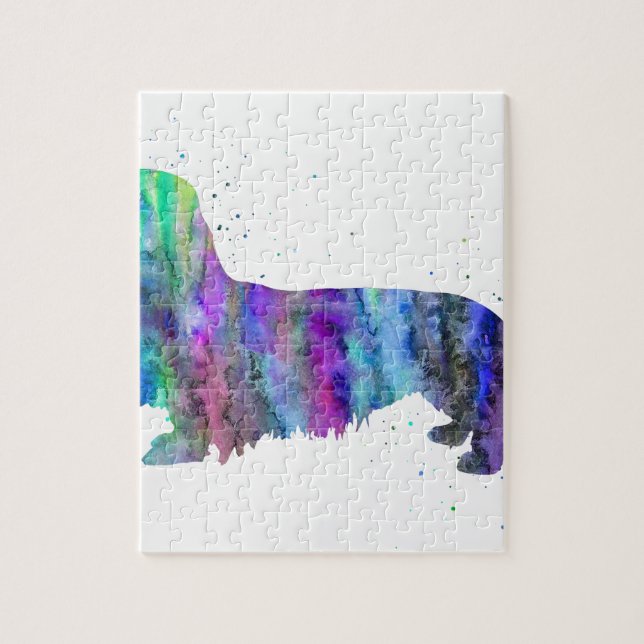 Dachshund, Dachshund dog watercolor print, dog Jigsaw Puzzle (Vertical)