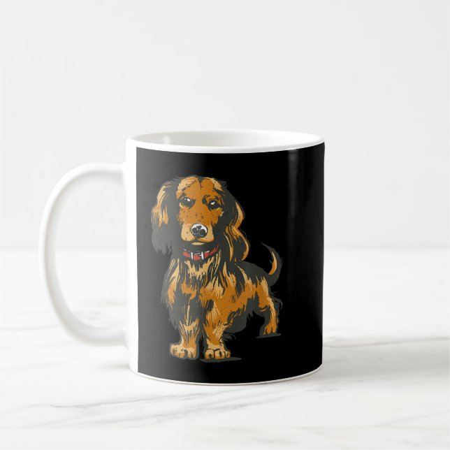 Dachshund Dachshund Long Hair T-Shirt Coffee Mug (Left)