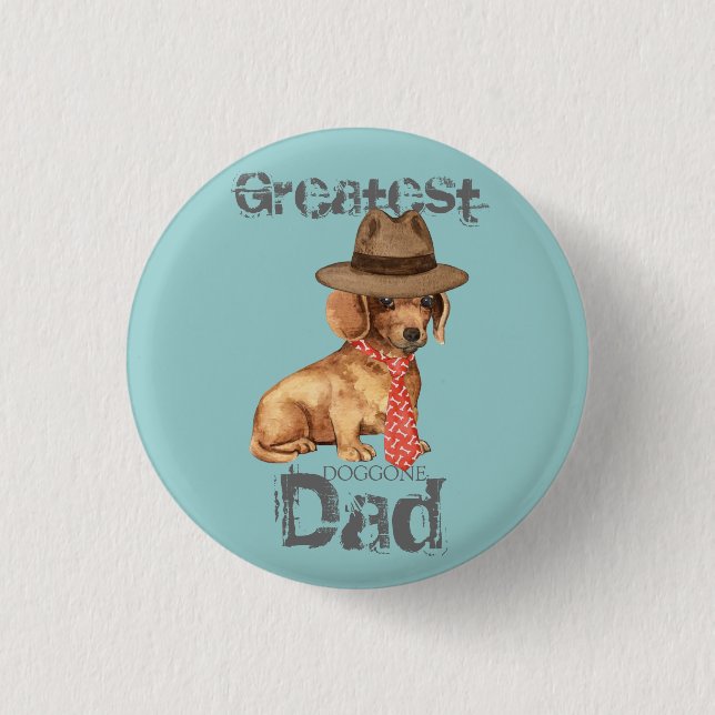 Dachshund Dad 1 Inch Round Button (Front)