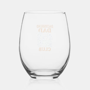 Dachshund Dad Club Vintage Dog Shirt Design_1 Stemless Wine Glass