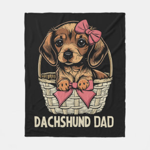 Dachshund Dad Cute Dachshund Lover Men Wiener Dog Fleece Blanket