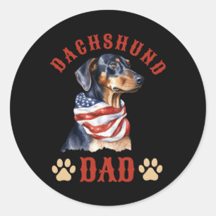 Dachshund Dad Dog Father's Day 4th Of July Classic Round Sticker