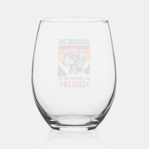 Dachshund Dad Like a Regular Dad But Cooler Shirt_ Stemless Wine Glass