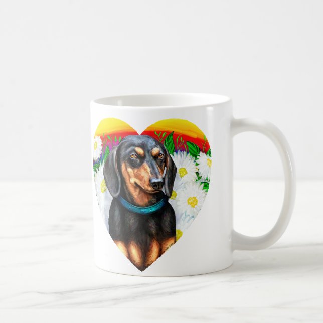Dachshund Daisy Patch B&T Coffee Mug (Right)