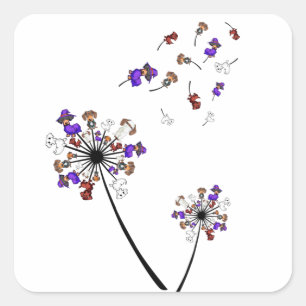 Dachshund Dandelion Flower Halloween Costume Ideas Square Sticker