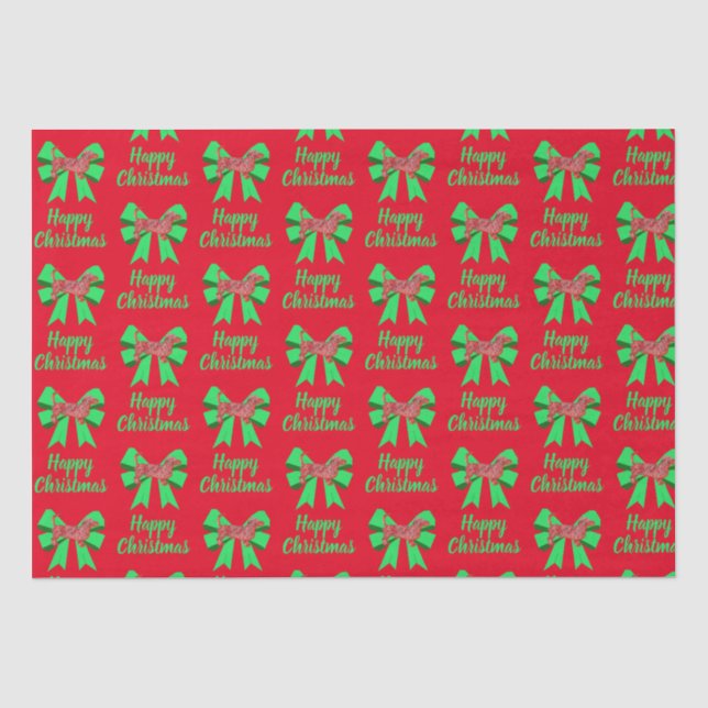Dachshund Daxie Christmas Dog & Bow Red Tissue Paper (Front)