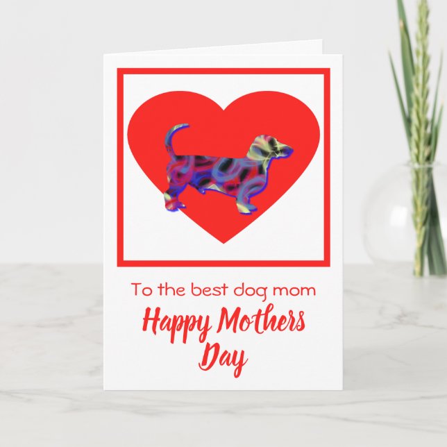 Dachshund / Daxie Dog Red Heart Carte de fête des  (Devant)