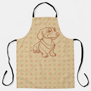 Dachshund Decorative Line Art Pattern Apron