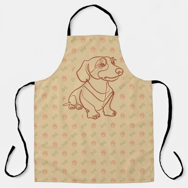 Dachshund Decorative Line Art Pattern Apron (Front)