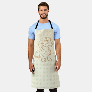 Dachshund Decorative Line Art Pattern Apron
