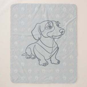 Dachshund Decorative Line Art Pattern Sherpa Blanket