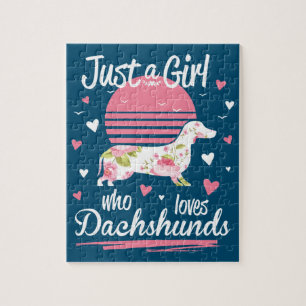 Dachshund Design, Just A Girl Who Loves Dachshunds Jigsaw Puzzle