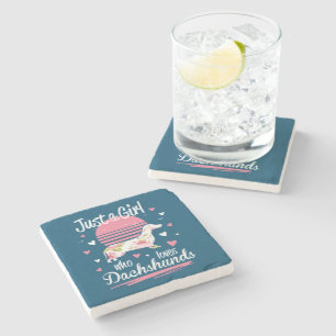 Dachshund Design, Just A Girl Who Loves Dachshunds Stone Coaster