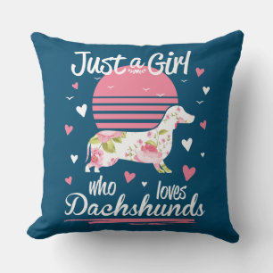 Dachshund Design, Just A Girl Who Loves Dachshunds Throw Pillow