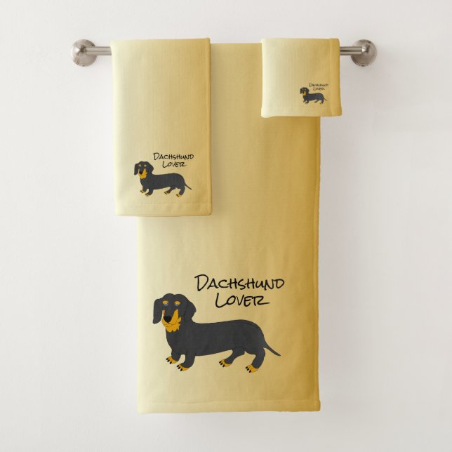 Dachshund Design Personalised Bath Towel Set (Insitu)