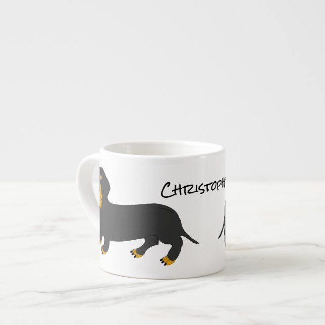 Dachshund Design Personalised Espresso Cup (Front Left)