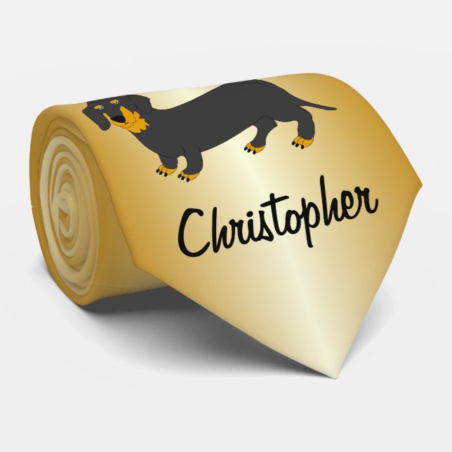 Dachshund Design Personalised Tie (Rolled)