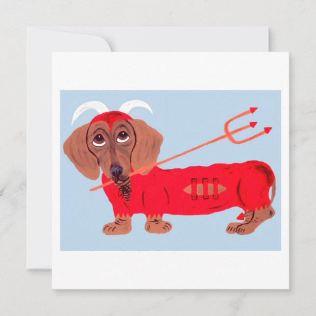 Dachshund Devil Holiday Card (Front)