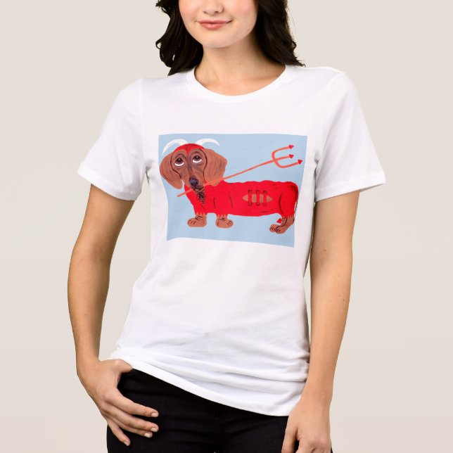 Dachshund Devil Tri-Blend Shirt (Front)