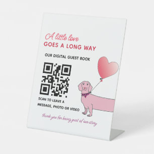 Dachshund Digital Guest Book QR Code Wedding Pedestal Sign