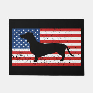 Dachshund Distressed American Flag Doormat