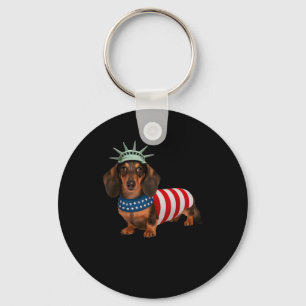 Dachshund Dog 4th Of July American Flag Gifts For Keychain