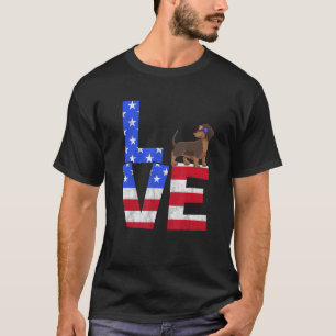 Dachshund Dog American Flag Sunglasses 4th of July T-Shirt