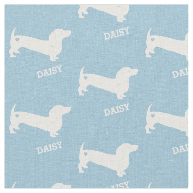 Dachshund Dog and Heart with Name Fabric (Close Up)