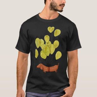 Dachshund Dog And Yellow Balloons T-Shirt