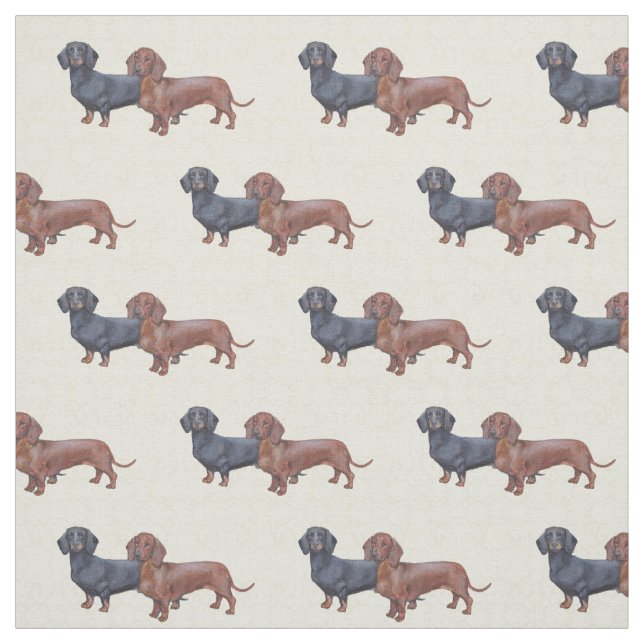 Dachshund Dog Art Fabric (Swatch)