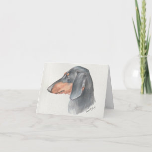 Dachshund Dog Art Watercolor Note Thank You Card