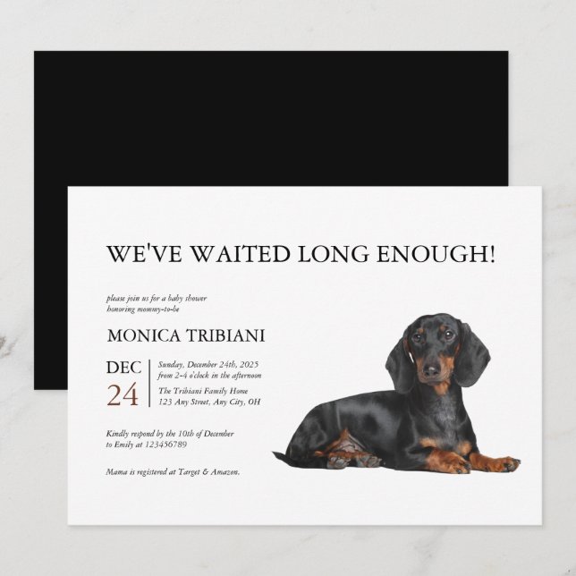 Dachshund Dog Baby Shower Invitation (Front/Back)