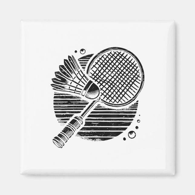 Dachshund Dog Badminton Player Shuttle  Magnet (Front)