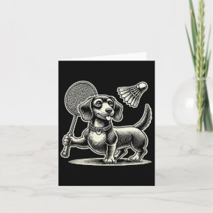 Dachshund Dog Badminton Player Shuttle Men Women Card